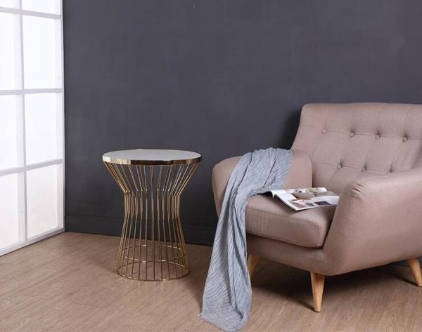 Buy cheap Inspire Q Cyril Metal Drum Coffee Table Frosted Glass Top For Living Room from wholesalers