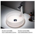 Italy Design Crystal Glass Wash Basin Pink Color Vessel Shape Above Counter