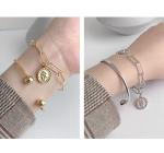 Lanciashow 925 Sterling Silver Cuff Bangle Bracelet Gold Plated Jewelry For