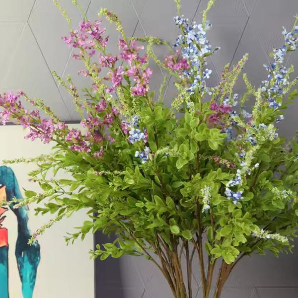 Buy cheap Artificial Salvia Grass Small Wild Flower Silk Sage With Flowers for Bridal Bouquet Filler Wedding Indoor Decoration Plants from wholesalers