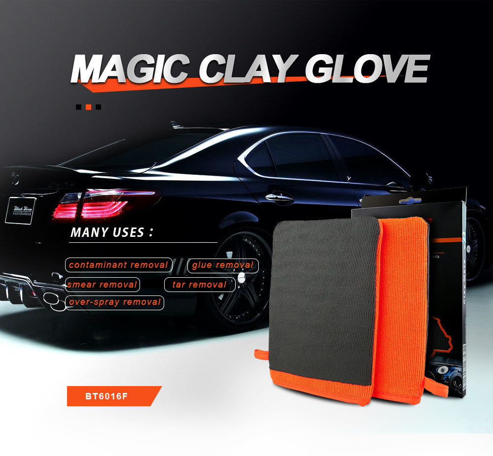 Pp Box Packaged Orange Auto Clay Mitt Nano Skin Wash Mitt For Car Washing