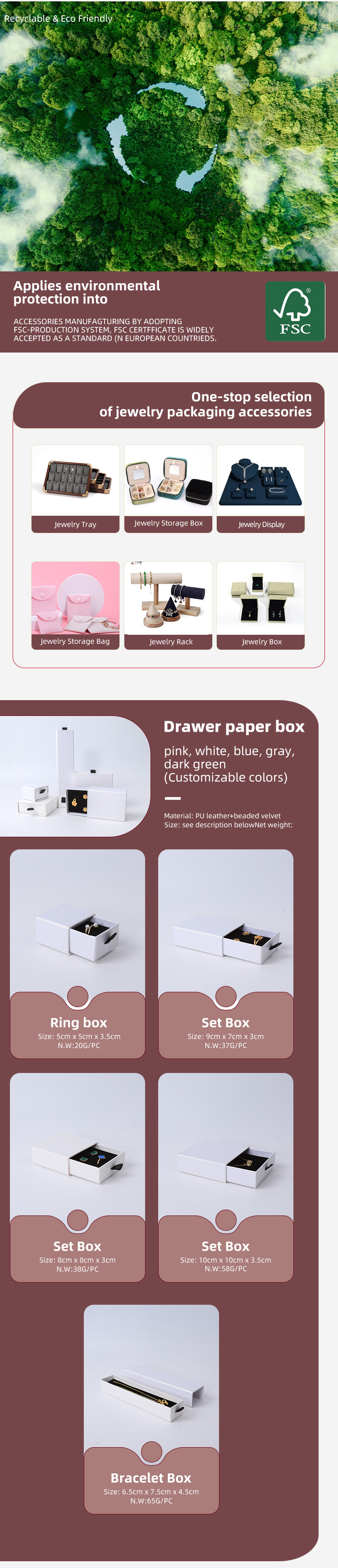 Wholesale manufacturing Eco Friendly high quality gift Jewellery Box Personalized Custom Ring Necklace Earring Bracelet Packaging white Cardboard