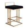 Buy cheap Modern brushed brass gold stainless steel counter stool velvet upholster barstool for cafe bar from wholesalers