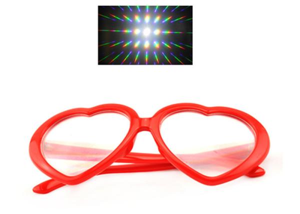 Buy cheap Red Heart Frame Plastic Diffraction Fireworks 3D Rainbow Glasses For Party from wholesalers