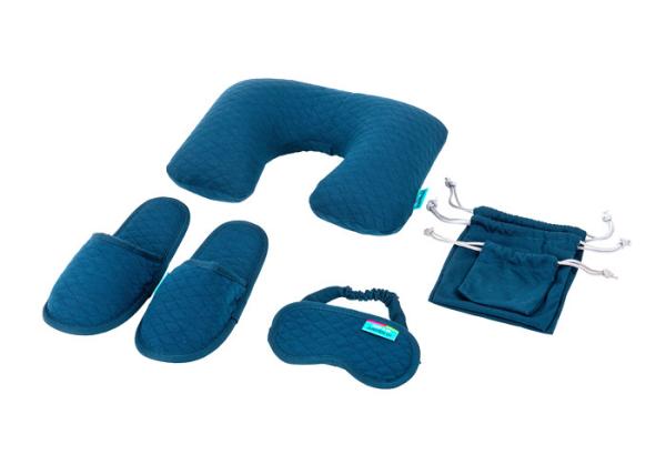 Buy cheap Simple Airplane Travel Kits Inflatable Neck Pillow Eye Mask Closed toe Slippers and Single Pouches from wholesalers