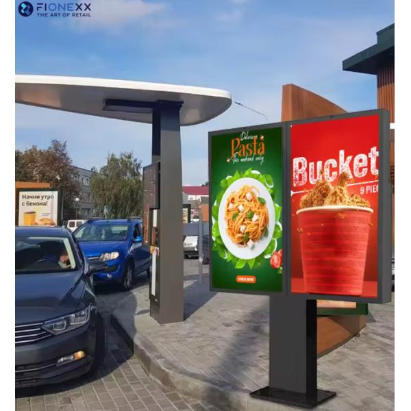 Drive-Thru Kiosk Self-Driving Ordering Digital Signage 55 Inch Dual Screen Weatherproof Outdoor Drive-Thru Ordering Machine