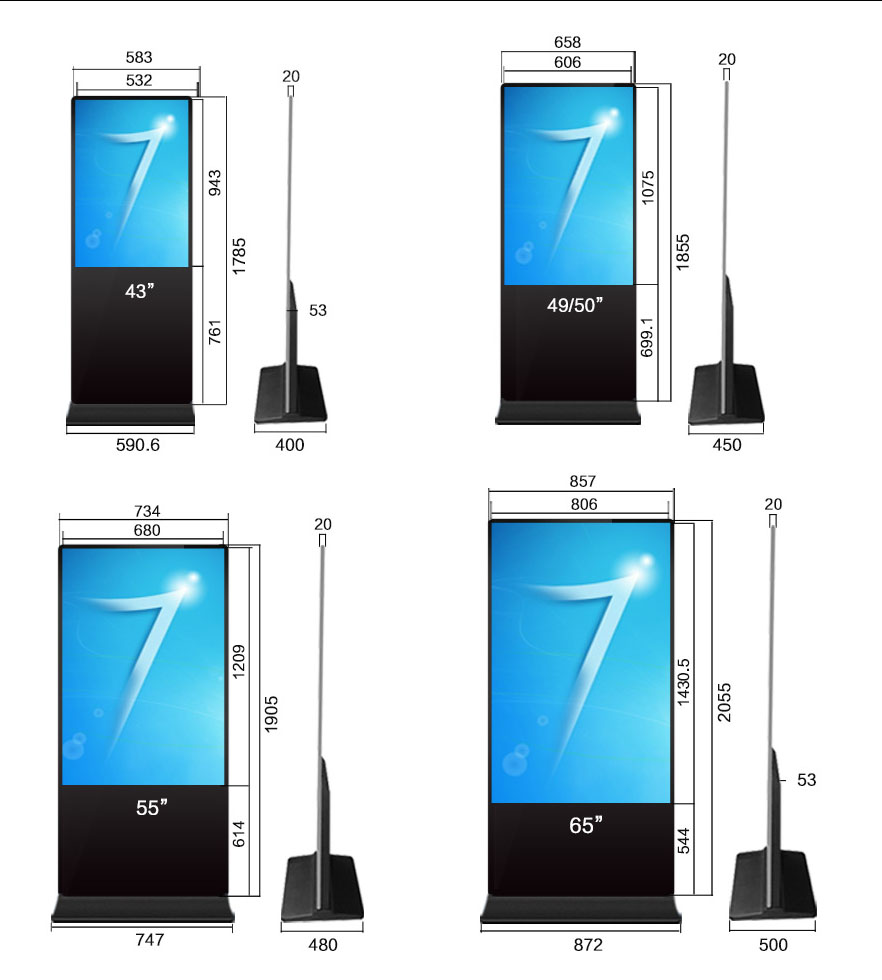 Android LCD Digital Signage advertising player 43 Inch 8ms Response Time