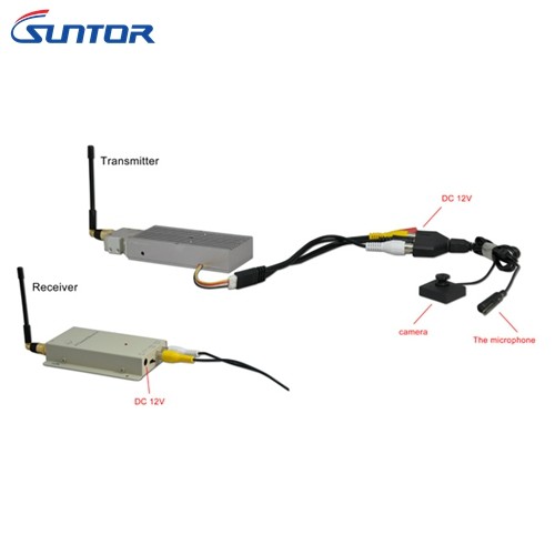 7.5W High Power Wireless Elevator Camera System , AV CCTV Transmitter And Receiver