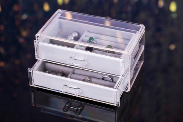 Buy cheap 7.48x4.52x3.54" Tabletop Jewelry Organizer , Clear Acrylic Jewelry Organizer Drawers from wholesalers