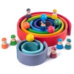 Game 60cm Natural Wooden Rainbow Stacker Baby Laser Carving