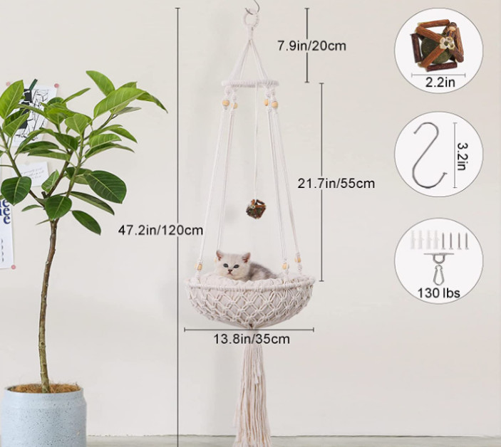 hanging basket cat bed