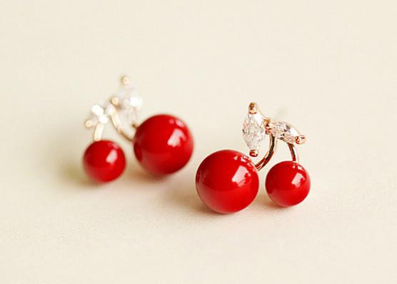 Buy cheap Red cherry pearl earrings fake earrings clip earrings clip fashion children from wholesalers