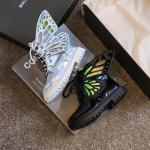 Transparent Butterfly Zipper Martin Boots Illusion Leather Waterproof Kids Shoes