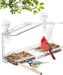 Strong Suction Cups Plexiglass Window Bird Feeder Transparent Acrylic Birdhouse