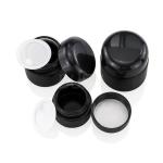 Forsted Glass Empty Cosmetic Jars Round, Shinny Black Cap Travel Cosmetic Jar