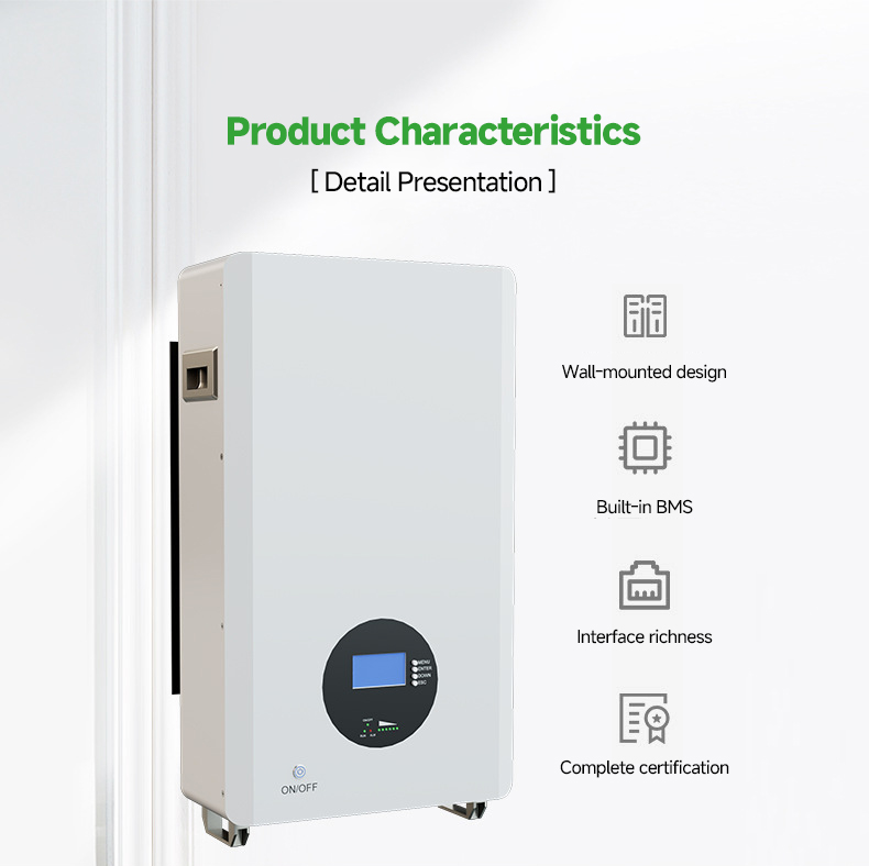 48V/51.2V 100Ah Solar Lithium Ion Battery Wall Mounted For 5-10 KWh Output Power Range