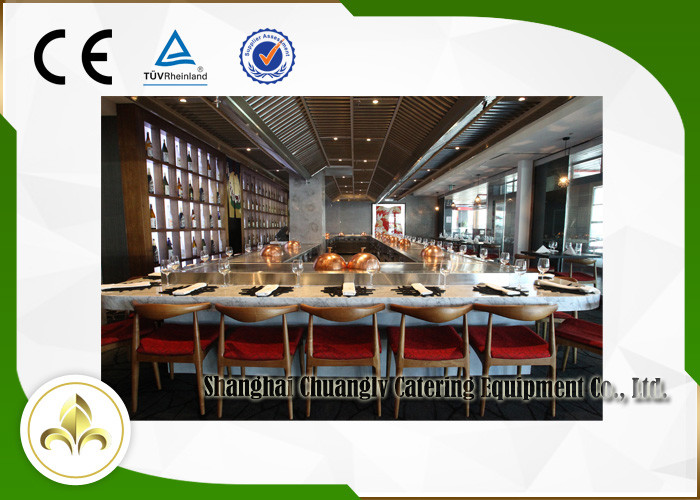 Non Standard Rectangle / Circle Outdoor Hibachi Table With Multiple Seats 8KW