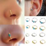 Fashion Retro Round Beads Nose Ring Nostril Hoop Body Piercing Jewelry