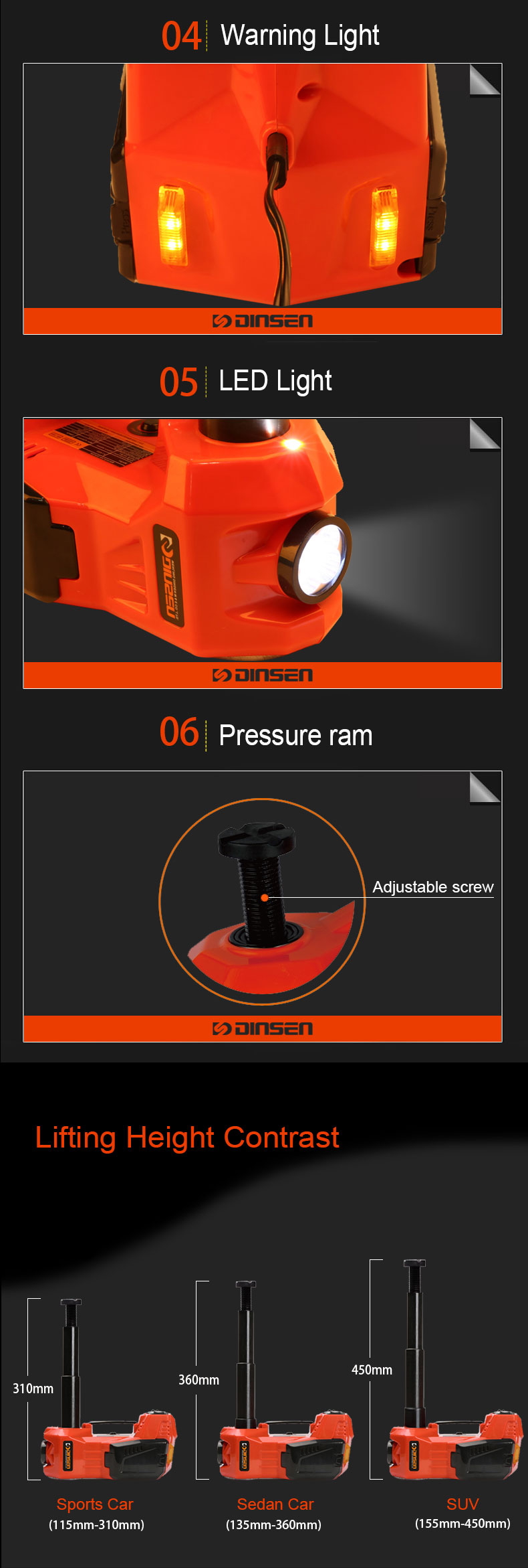 hydraulic car jack for workshop with impact wrench 12v