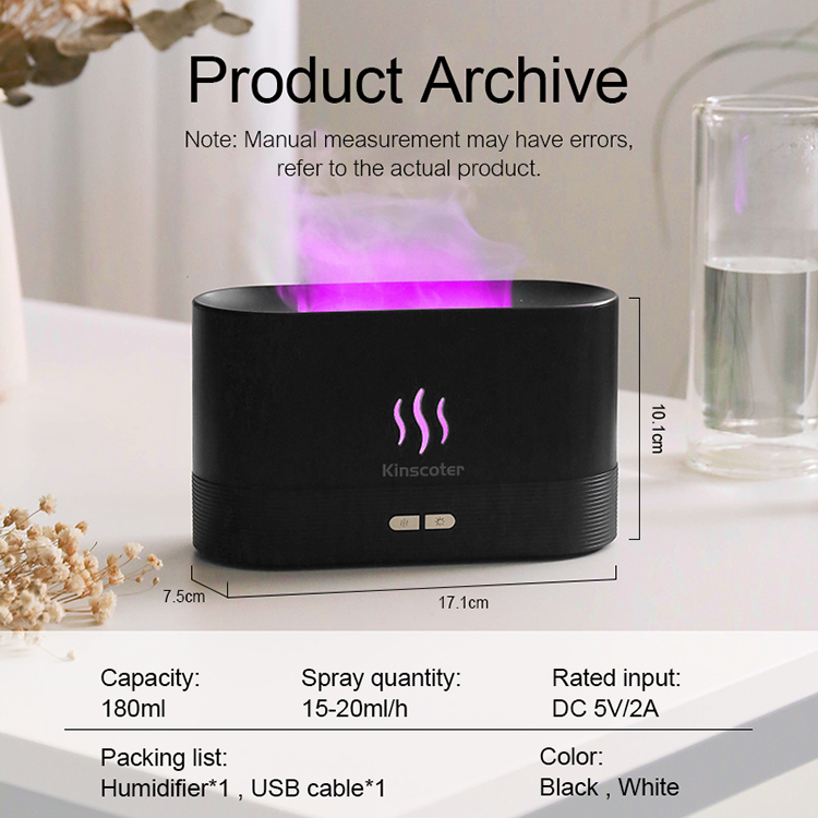 RGB light Color Change USB Ultrasonic Flame Humidifier Led RGB Colorful Essential Oil Fire Flame Aroma Diffuser