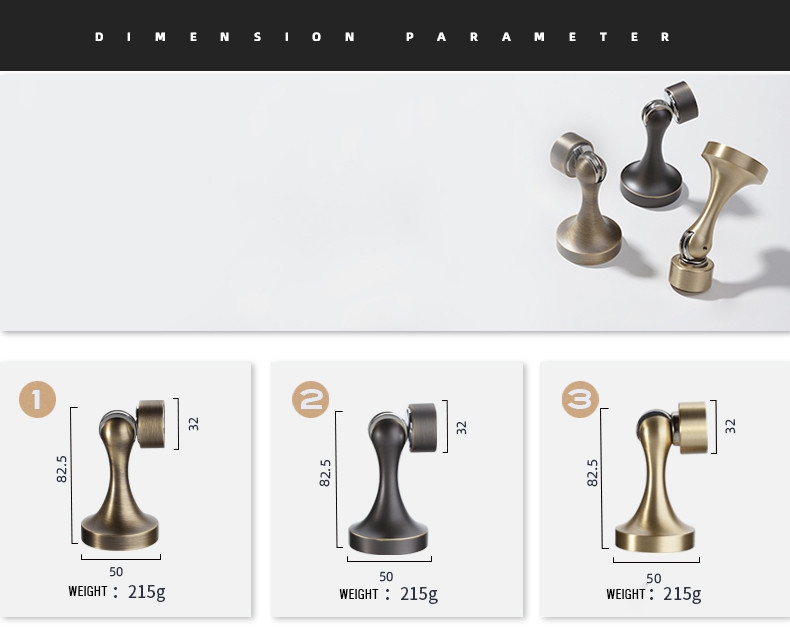 Indoor Strong Magnetic Brass Door Stops 50mm 82.5mm Finish Customized