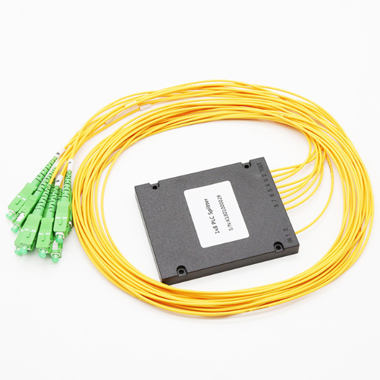 1x8 ABS Cassettes Fiber Optic Splitter Splice / Pigtailed SC APC Connector Box Type