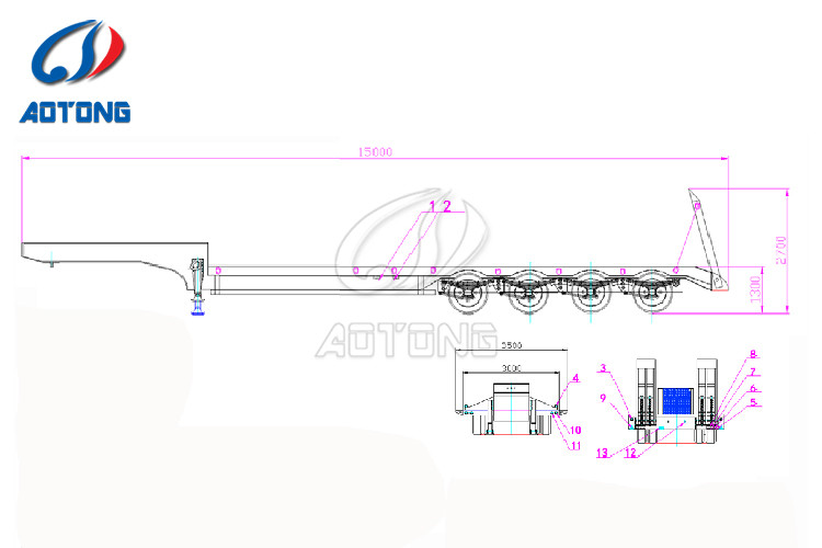 13000x3000x1650 4 Axle Low Bed Trailer 100 Ton ' Choice from Heavy Duty Trailer Parts