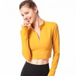 Plus Size Long Sleeve Zipper Women Yoga Jacket 300gsm Turtleneck Gym Fitness