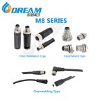 Waterproof M5 4 Pins Male Cable Assembly Connector for Panel Mounting IP66 to 68