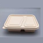 2 Position Biodegradable Disposable Corn Starch Lunch Box For Rice Vegetable