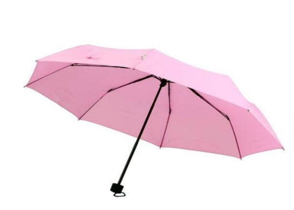 Buy cheap Metal Shaft Lady Pink 3 Foldable Umbrella Fiberglass Frame 21 Inch 8 Ribs from wholesalers