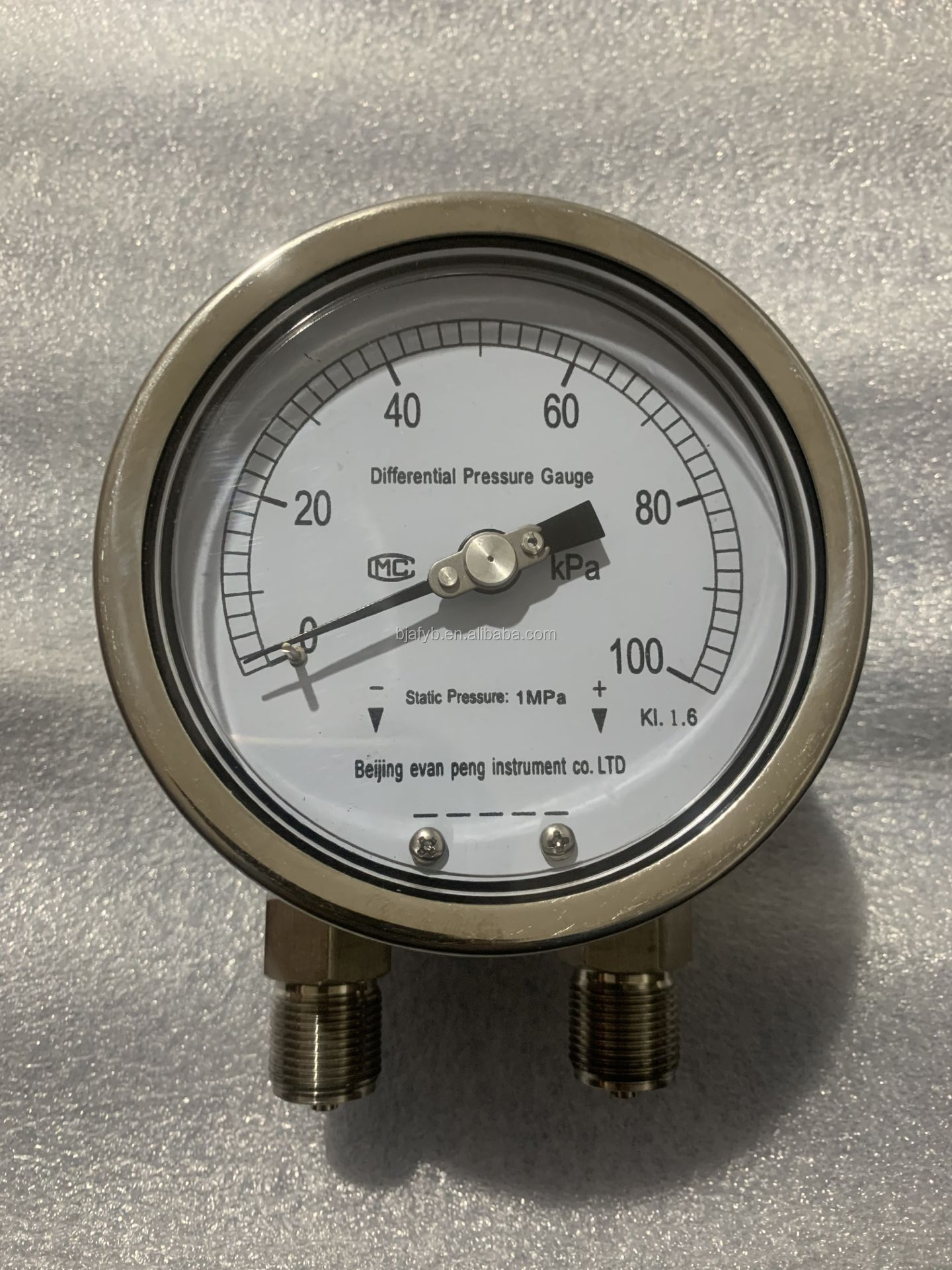 Double-strength Glass Window Stainless Steel Differential Pressure Gauge for Industrial