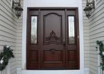 Entrance Teak Solid Wood Doors With Tempered Double Glazed Glass , Damp Proof