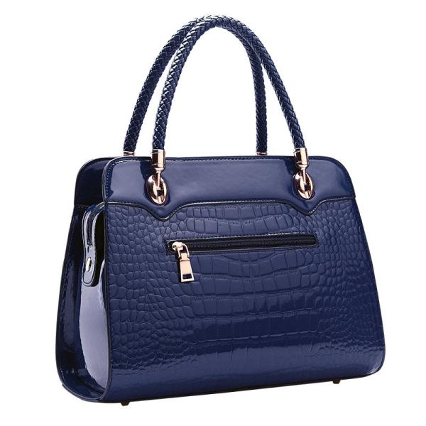 Buy cheap Navy Leather Shoulder Handbags , Waterproof PU Shoulder Tote Bags Zipper Closure from wholesalers