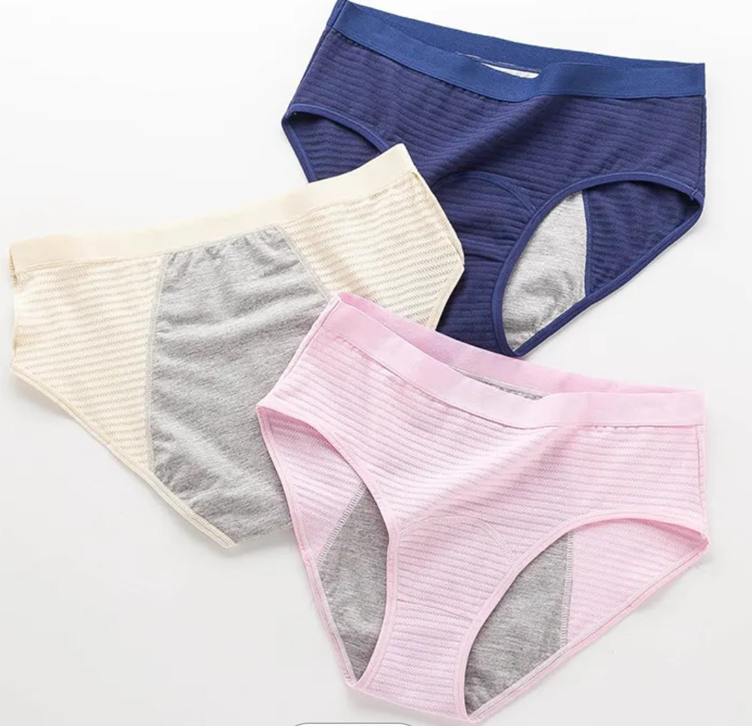 In Stock 3 Layers Multi Color Leakproof Menstrual Panties Cotton Brief Absorbent Period Underwear For Women