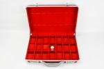 Lockable Aluminum Watch Display Case For 37 Watches Red PU Leather Material