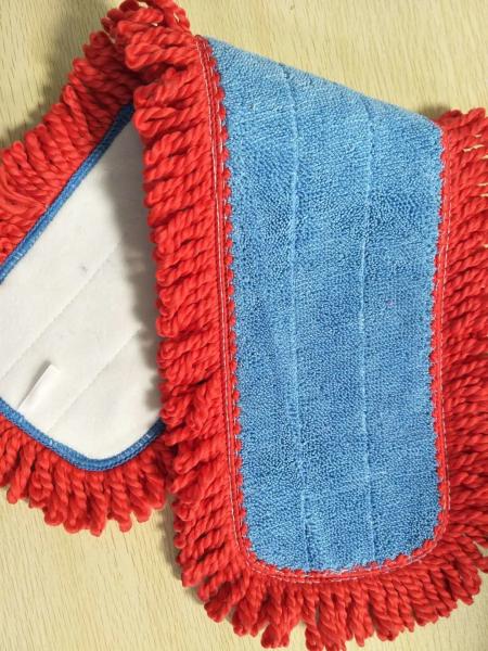 Buy cheap 450gsm Blue Twisted Red Tassels Microfiber Wet Mop Pads Environment Friendly from wholesalers