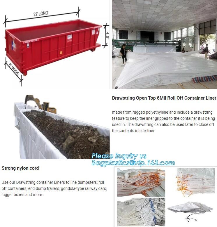6Mil Open Top 20 Yard Roll Off Container Liners,Heavy Duty Open Top 12 Mil Roll Off Container Liners, BAGPLASTICS, PACK