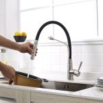 Factory good quality single handle flexible colorful kitchen faucet with black