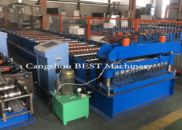 Metal Roll Forming Roofing Sheet Machine PPGI / GI Material With PLC Control