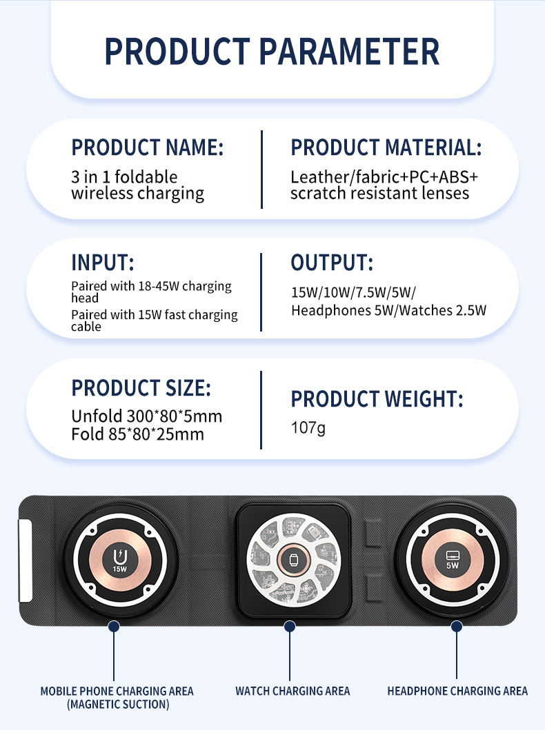 FCC Fast Wireless Charger 3 In 1 Magnetic Shape Can Visual Wireless Charger The Coil