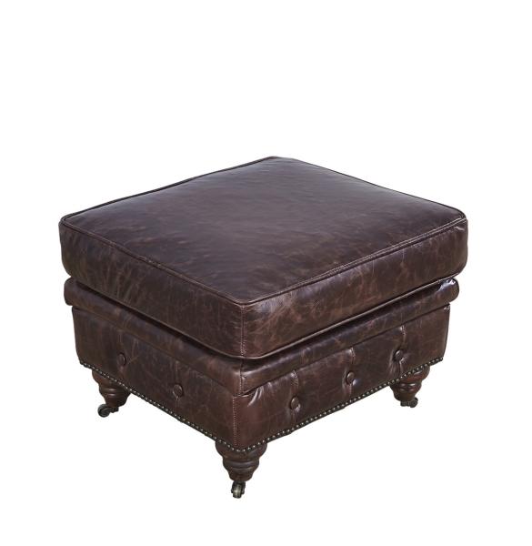 Buy cheap Reddish Vintage Leather Furniture Square Storage Ottoman With Wooen Legs from wholesalers