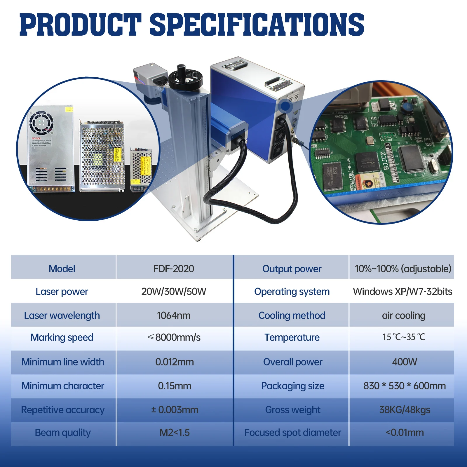 Raycus Fiber Laser Marking Machine 20W 30W 50W 60W 80W 100W JPT Mopa M7