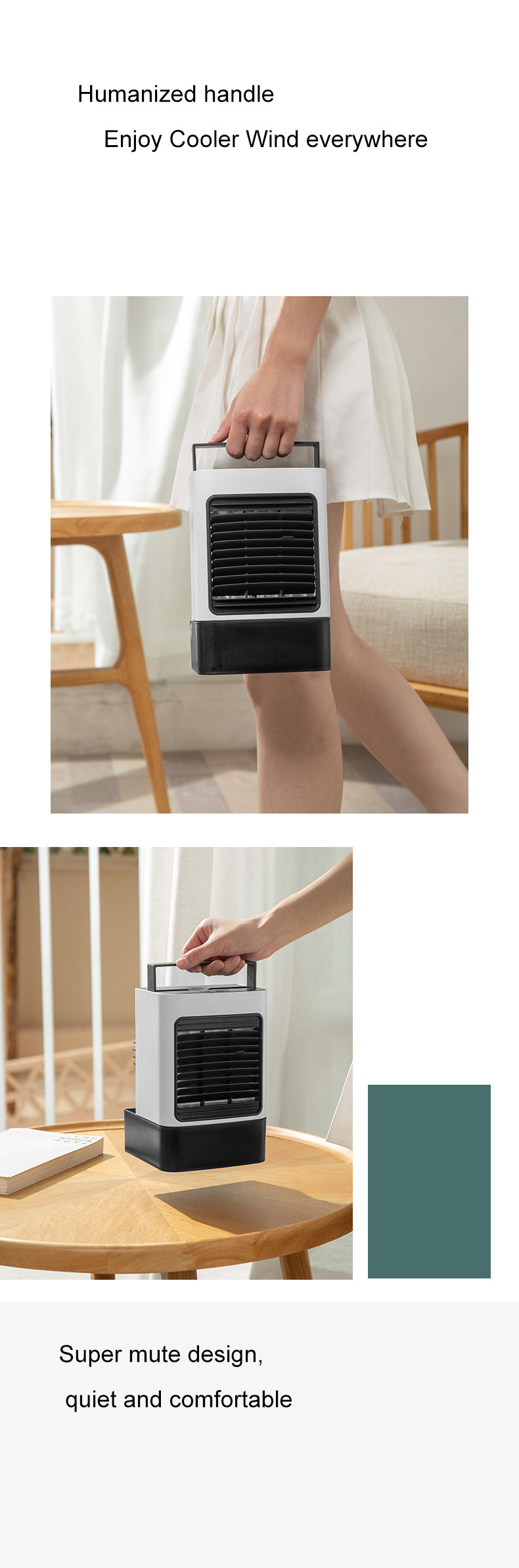 Negative Ion Purification Solar Water Cooling Mist Rechargeable Air Cooler Fan