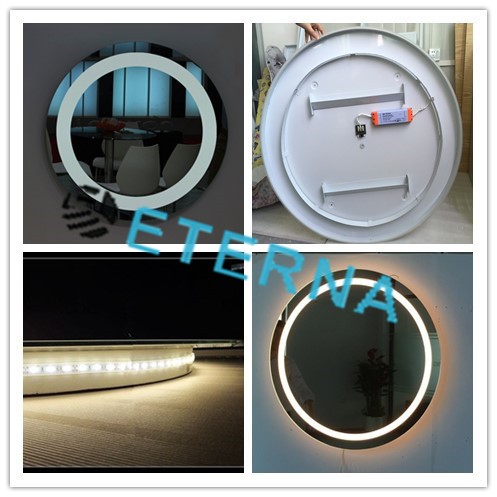 Wall or Standing Installation LED Backlit Glass Bathroom Mirror with Illumination