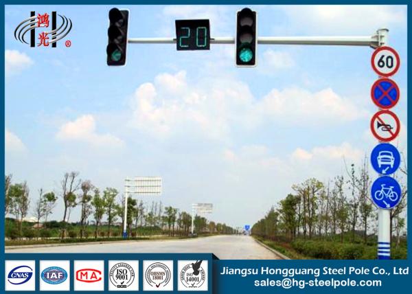 Buy cheap Road Crossing Hot Dip Galvanized Traffic Light Pole with Traffic Sign from wholesalers