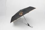 21 inch black auto open close umbrella with logo printing and leather handle
