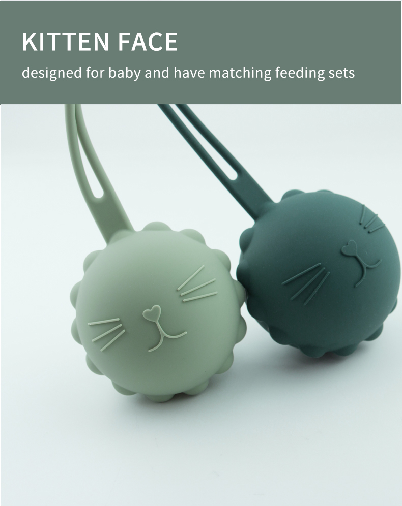 Food Grade Silicone Pacifier Case , Silicone Dummy Holder pouch Cat Kitten Shape