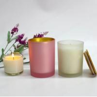 Buy cheap Popular Frosted White Glass Candle Jar With Wooden Lid Customized Glass Candle product