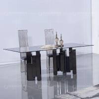 Buy cheap Clear 15mm Glass Dining Table And Chairs Black Stainless Steel Base product